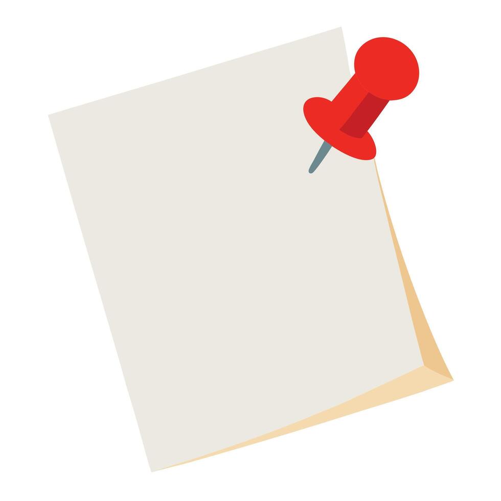 blank-paper-with push pin isolated-on-white vector