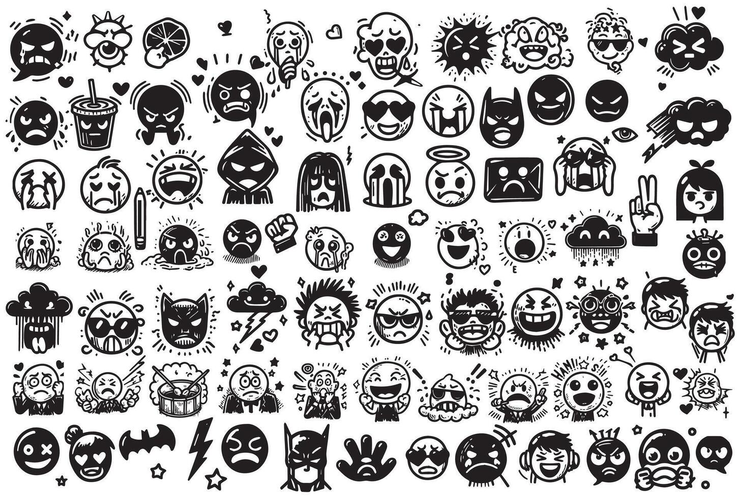comic emoticon element graphic effects hand drawn doodle vector