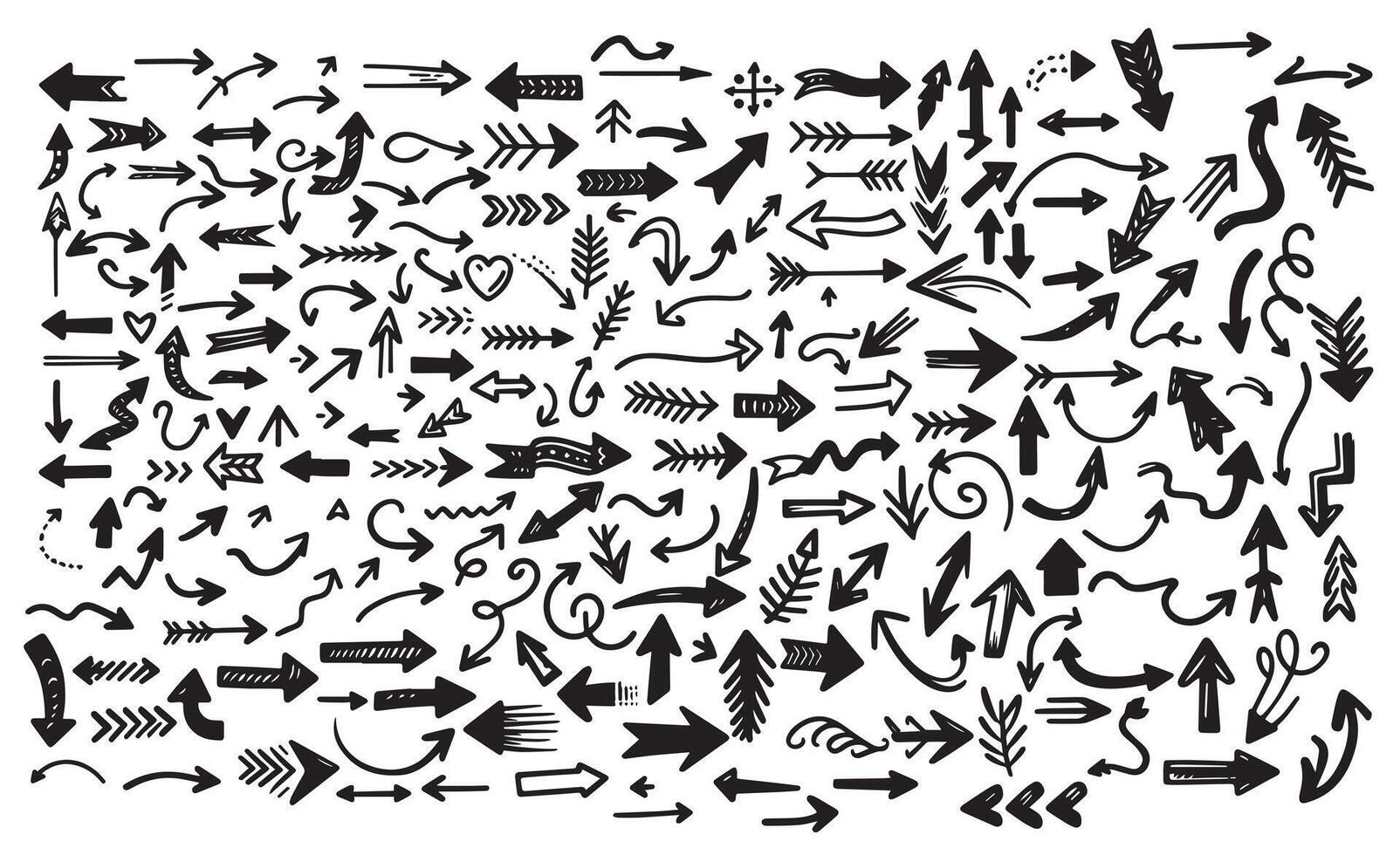 Simple Hand-Drawn Arrow Set illustration in Black vector