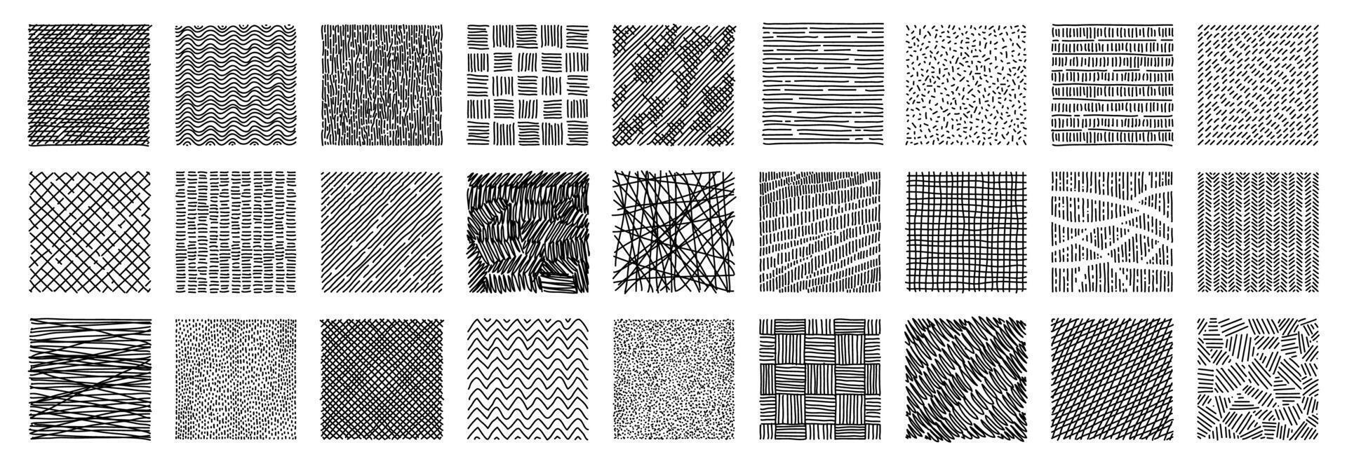 Line crosshatch patterns, monochrome backgrounds vector