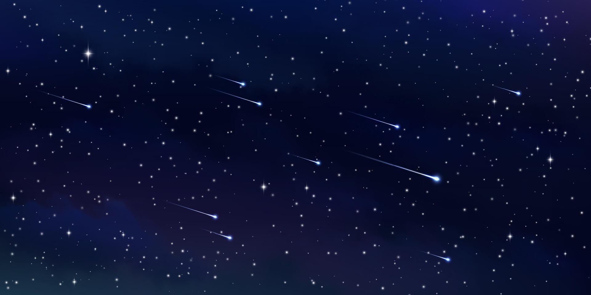 Starry space sky with comets and shooting stars vector