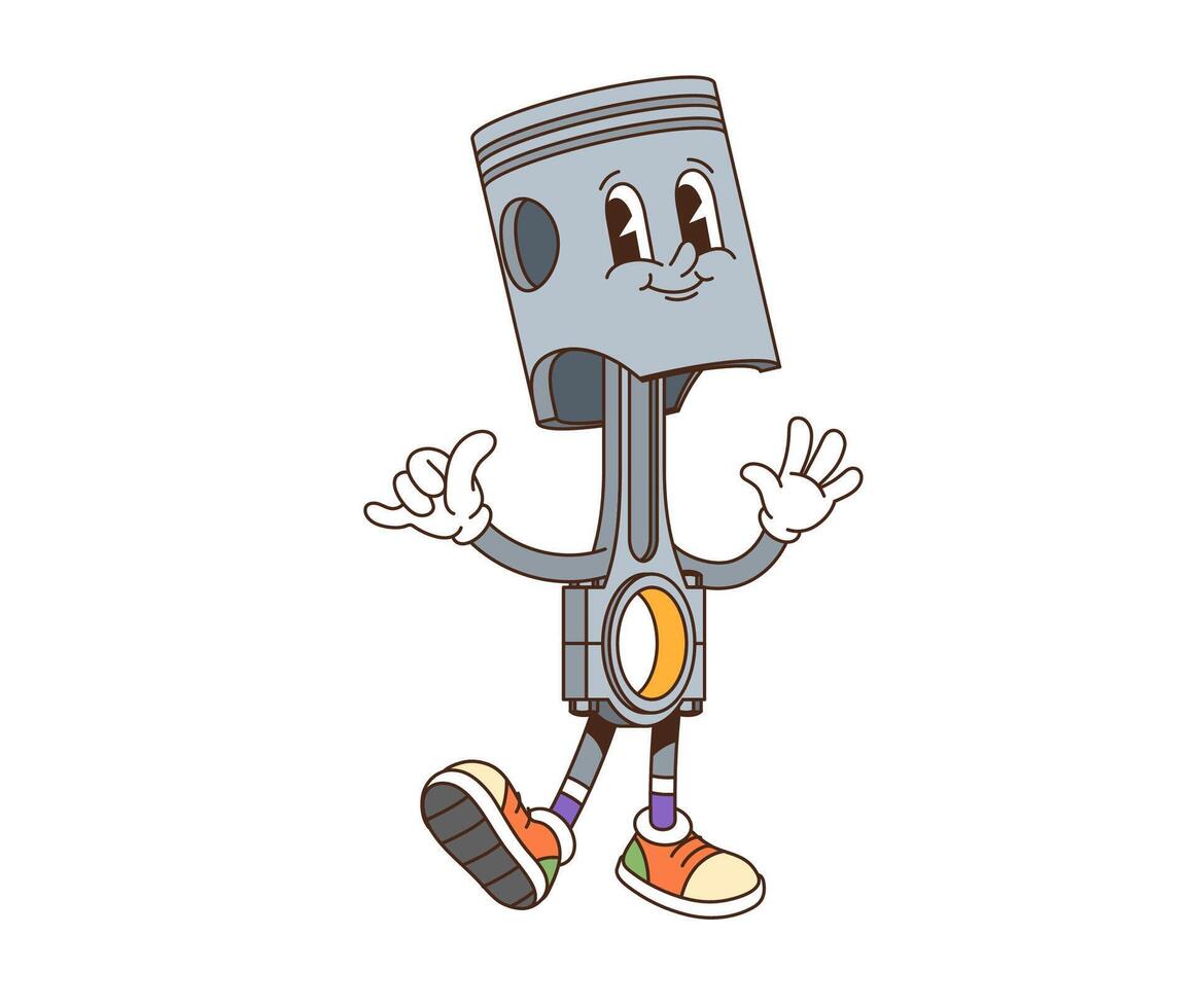 Retro car piston character with expressive eyes vector