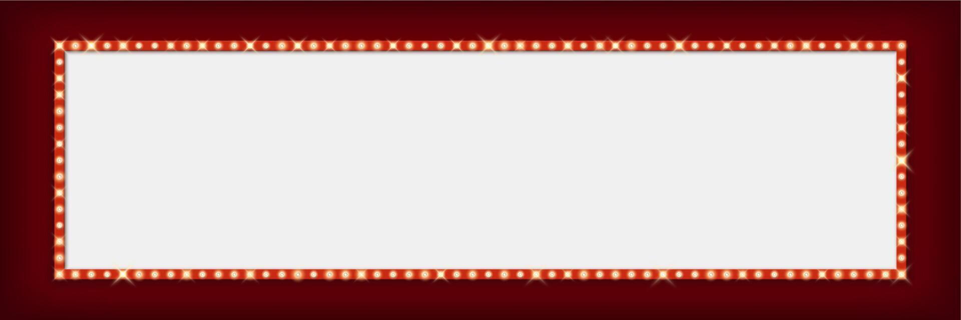 Retro Broadway billboard, light bulb marquee frame vector