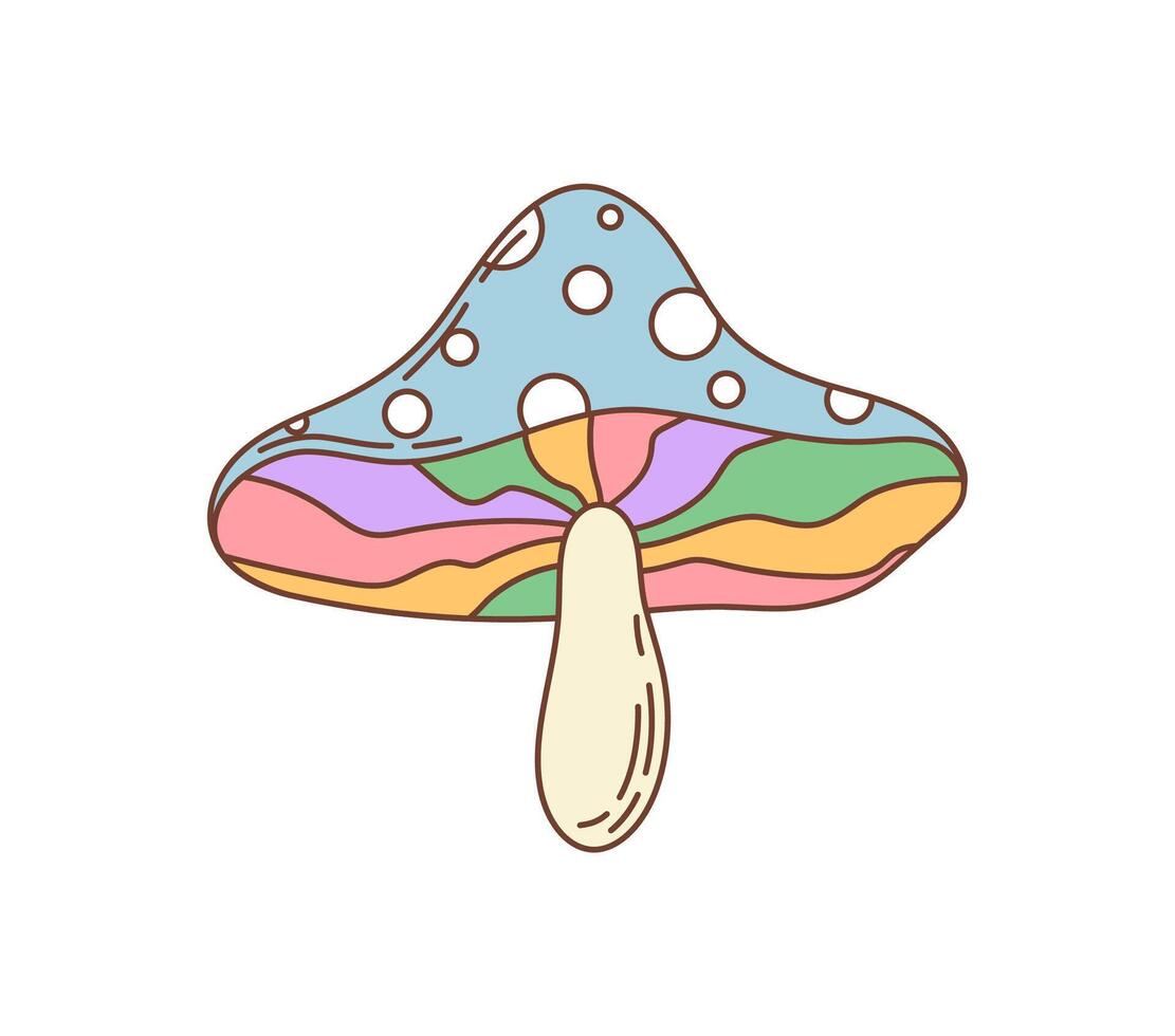 70s 80s hippie symbol, retro groovy mushroom vector