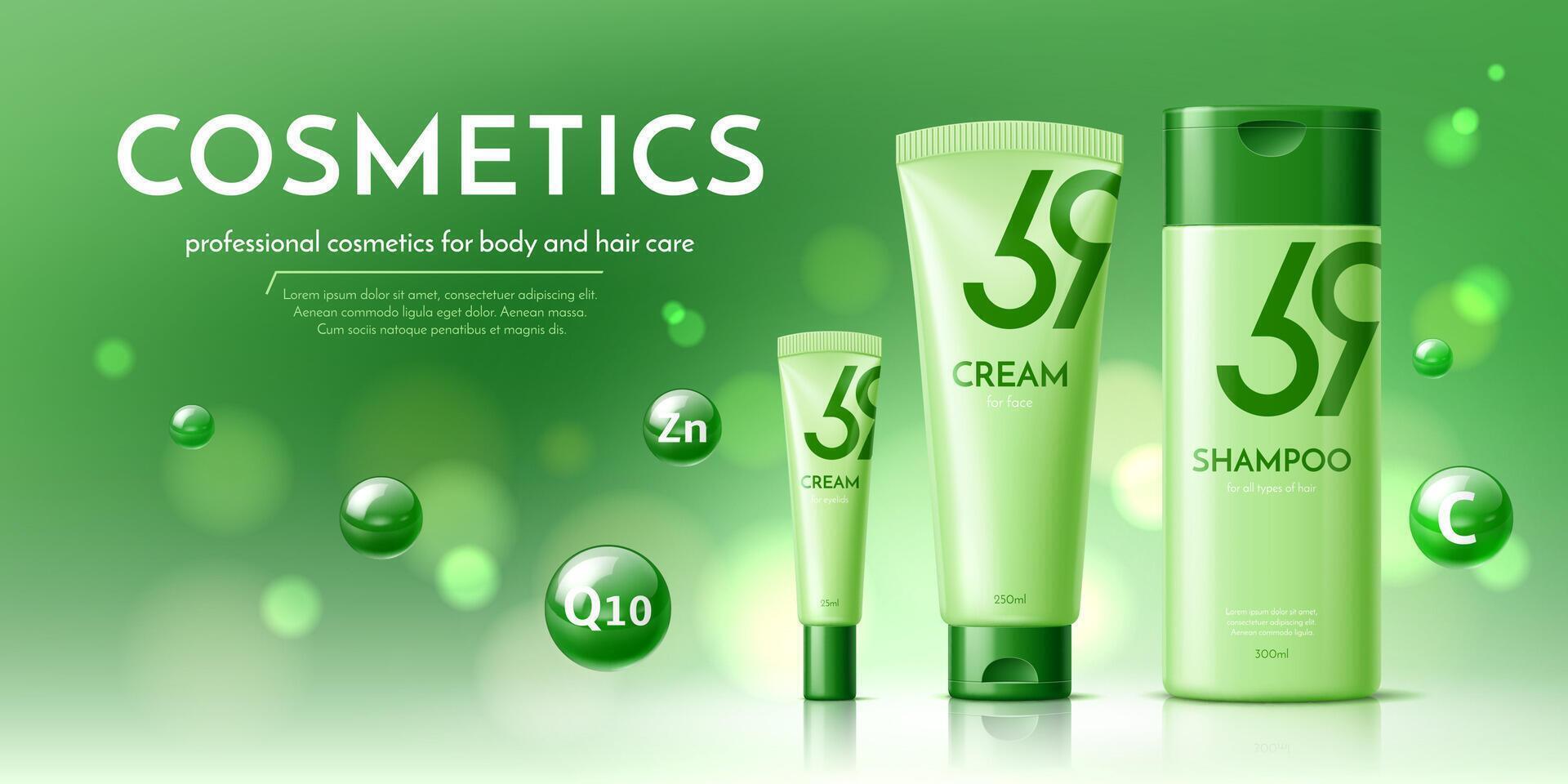 Cosmetic product templates. Shampoo and cream vector