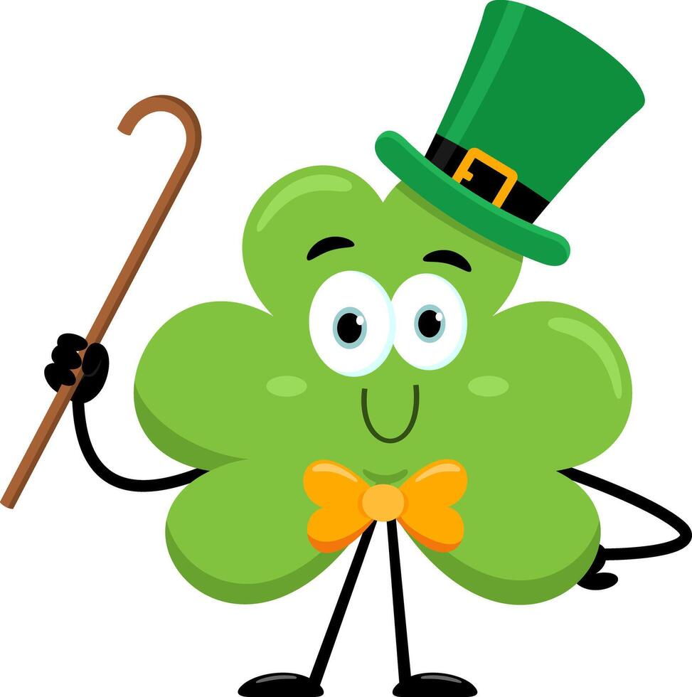 Smiling St. Patrick's Clover Leaf Cartoon Character vector