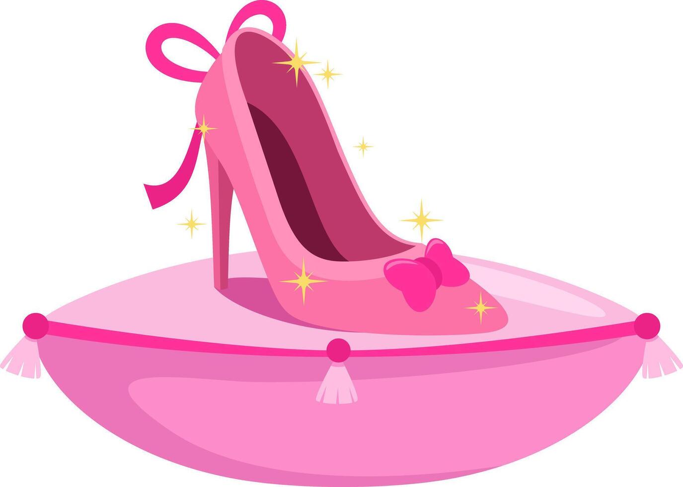 Cartoon Pink Princess Shoe On A Pillow vector
