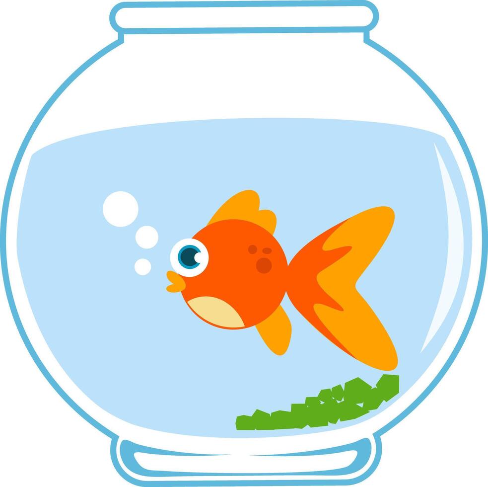 Cartoon Goldfish In Fishbowl vector