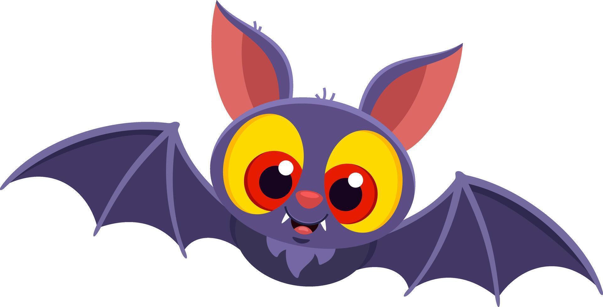 Cute Halloween Bat Cartoon Character Flying vector