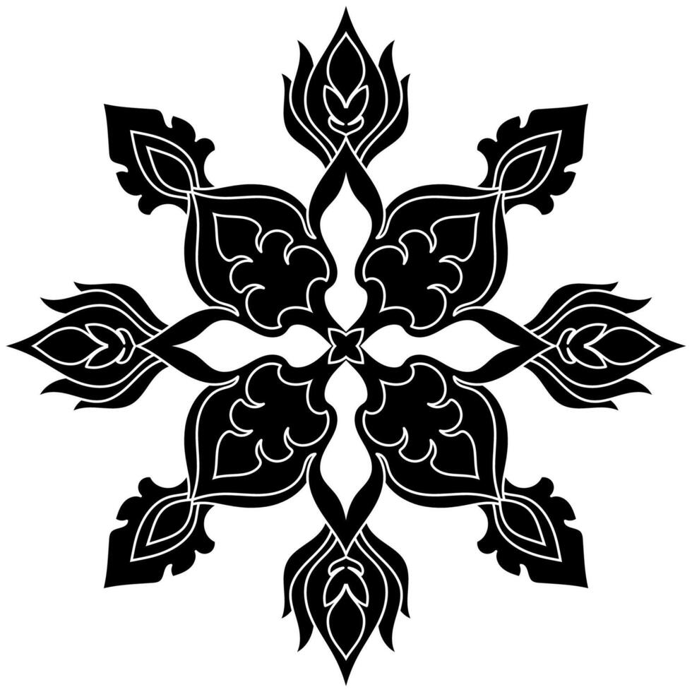 Mandala for decorating a black rug on a white background, for fabric patterns. vector