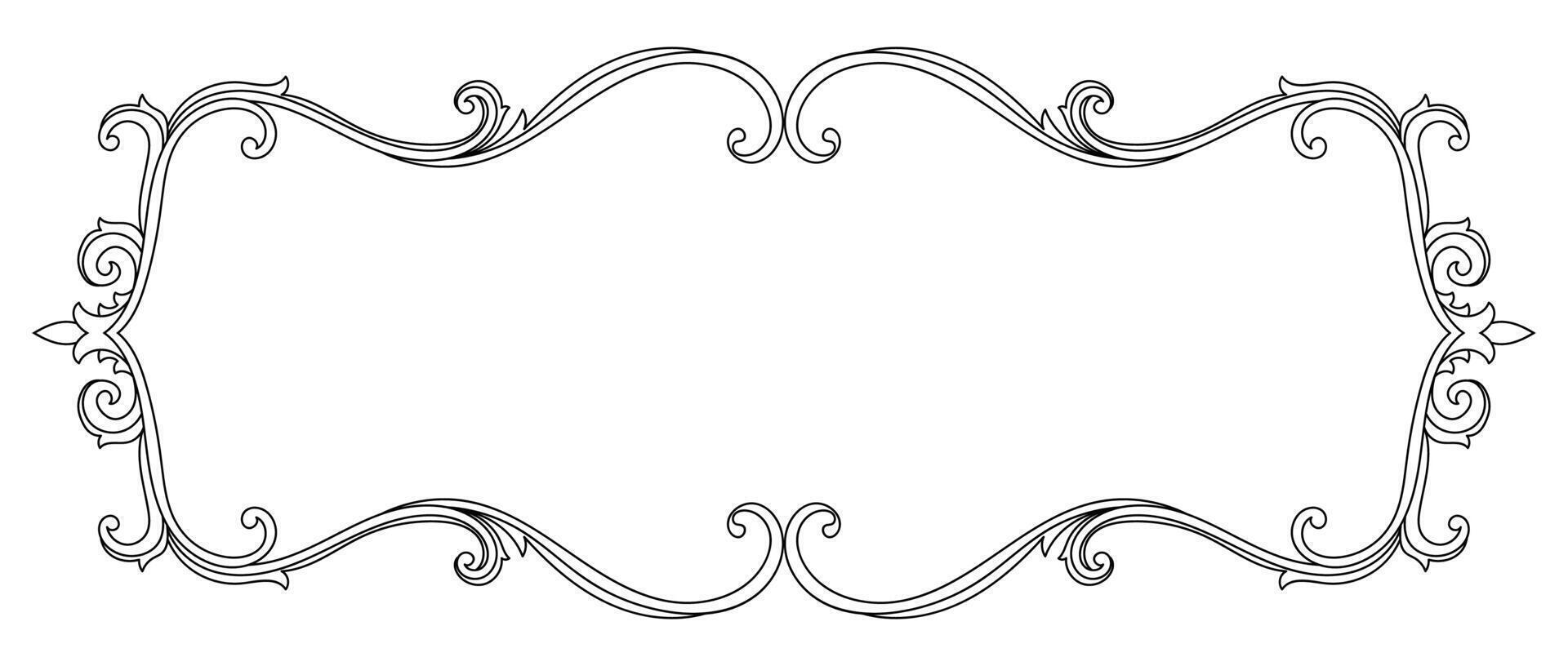Thai pattern frame Black lines on an abstract white background vector