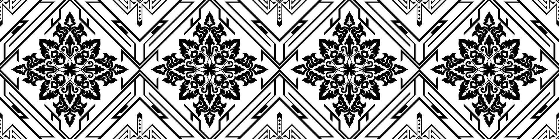 Abstract pattern, geometric horizontal lines and black mandalas on white background. vector