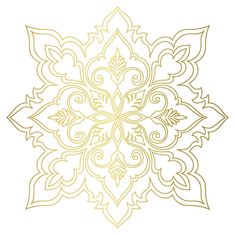 Elegant gradient golden mandala on a white background. Abstract graphic elements vector