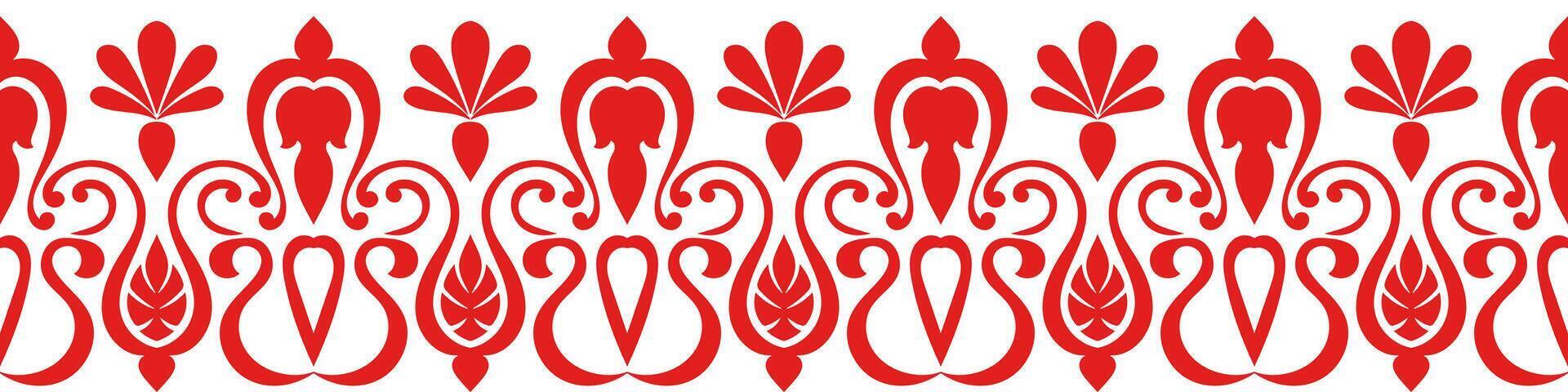 Border fence. Red brush, vintage pattern, abstract, seamless. vector