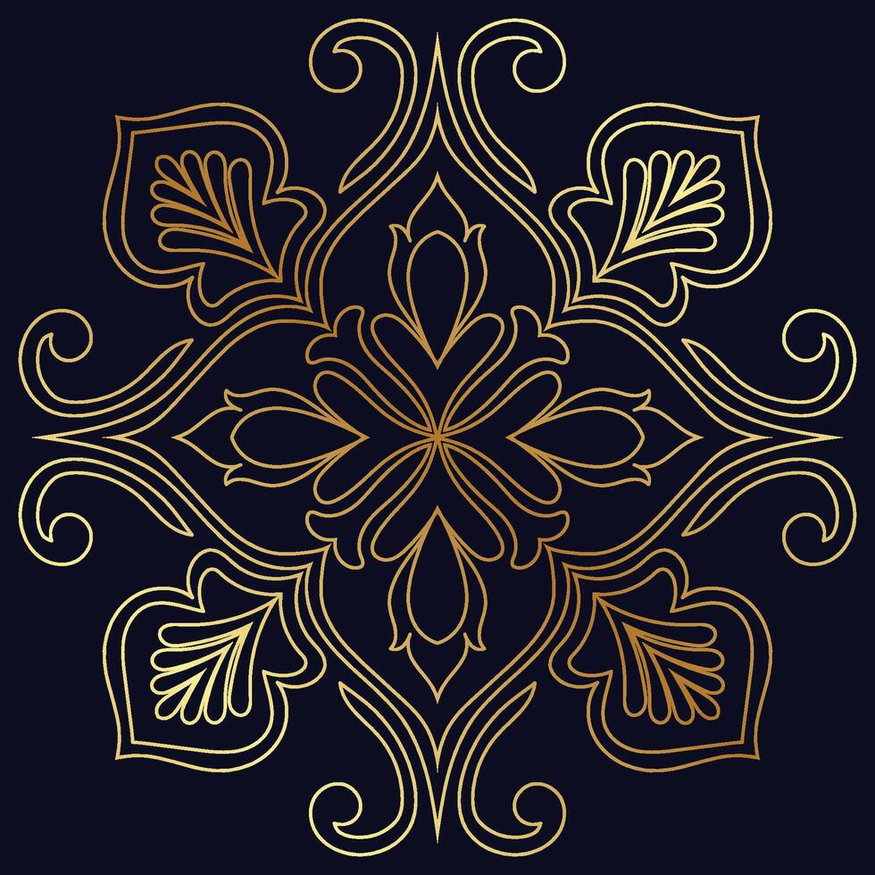 Elegant golden abstract flowers on a dark background for decorating a book cover. vector