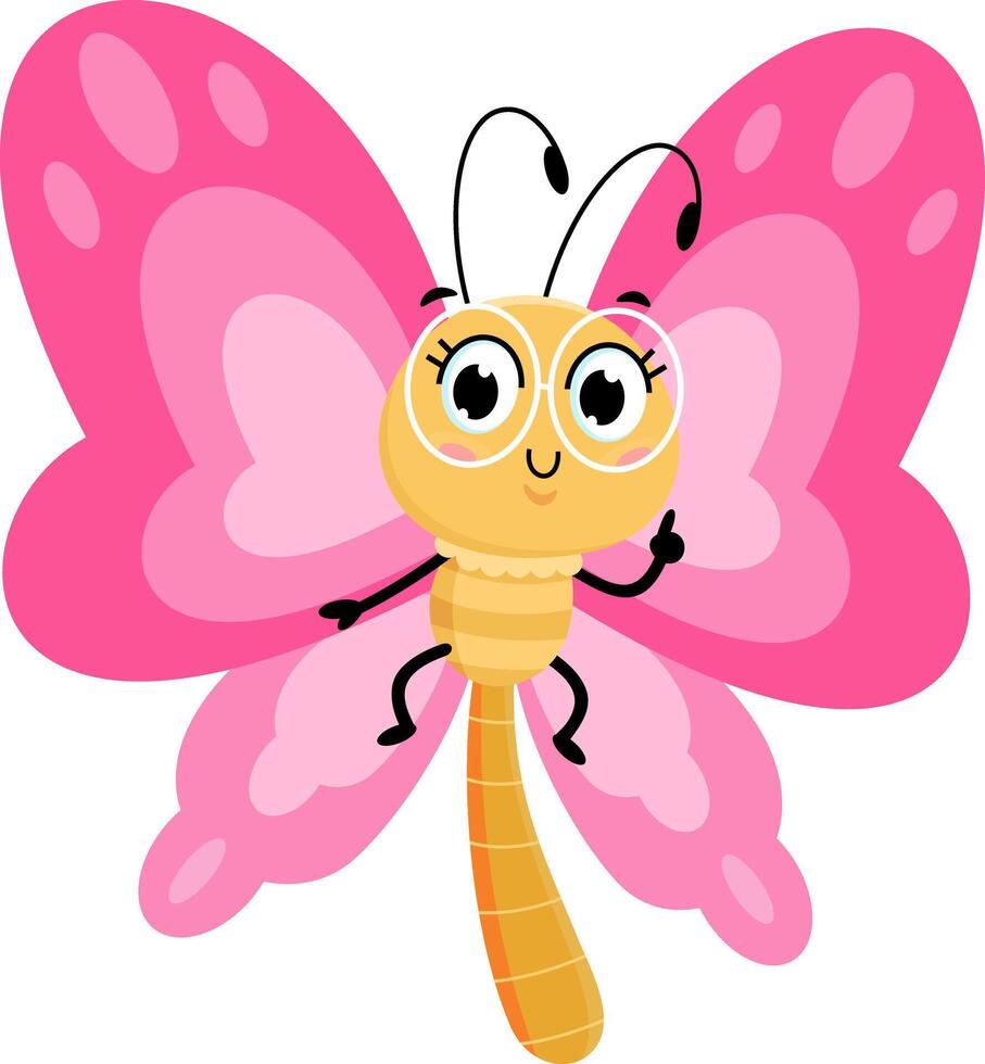 Cute Butterfly Cartoon Character Pointing vector