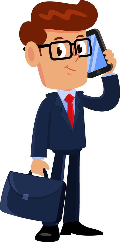 Businessman Cartoon Character Talking On The Phone vector