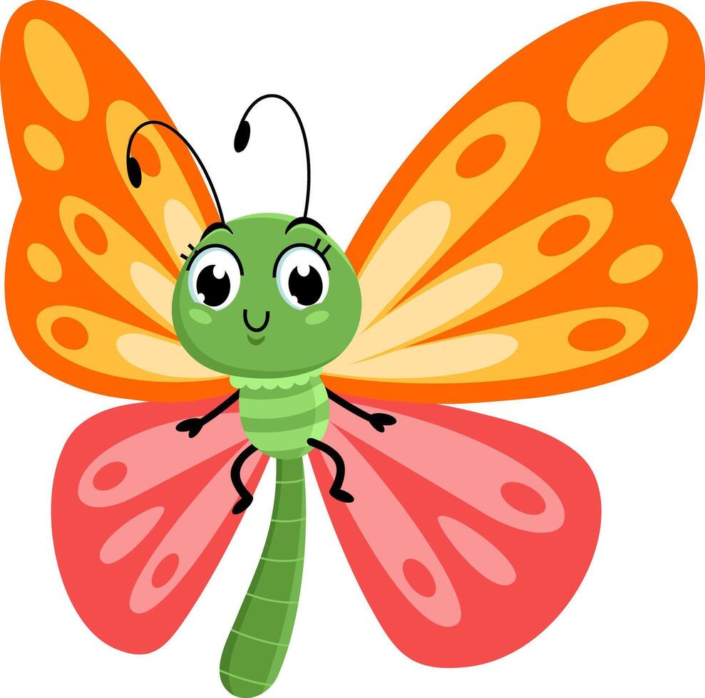 Cute Butterfly Cartoon Character Waving For Greeting vector
