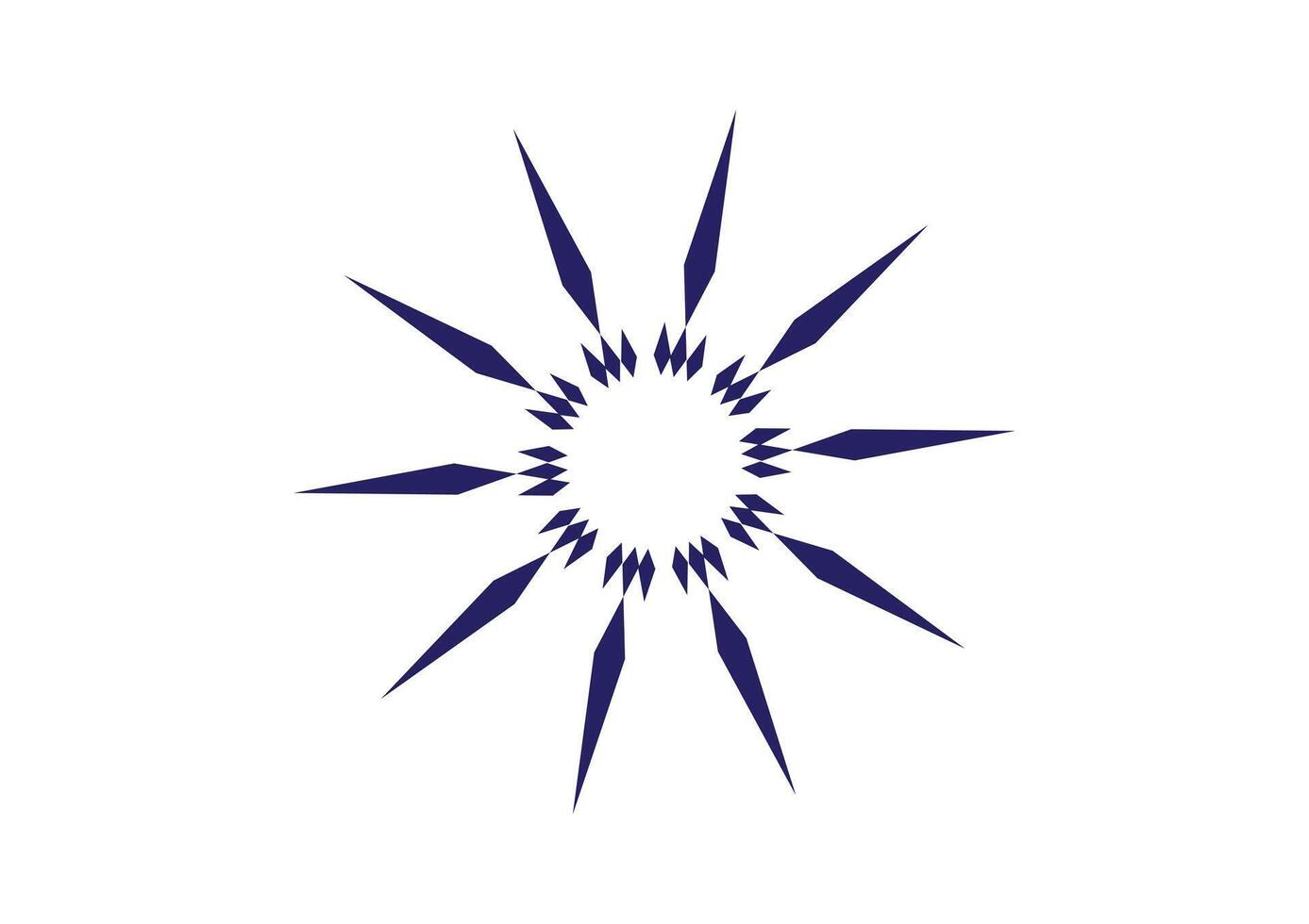 Radiant Blue Spikes For Symmetrical Starburst Logo Creating a Sharp and Dynamic Visual Impact vector