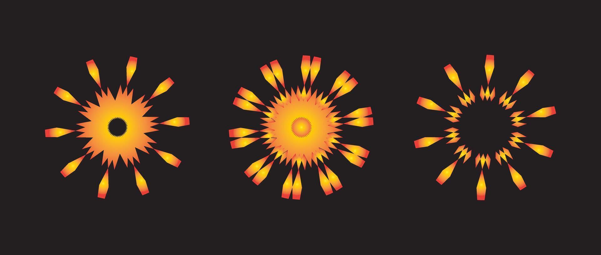 Radiant Explosions Showing A Symphony of Fiery Starbursts Against the Night vector