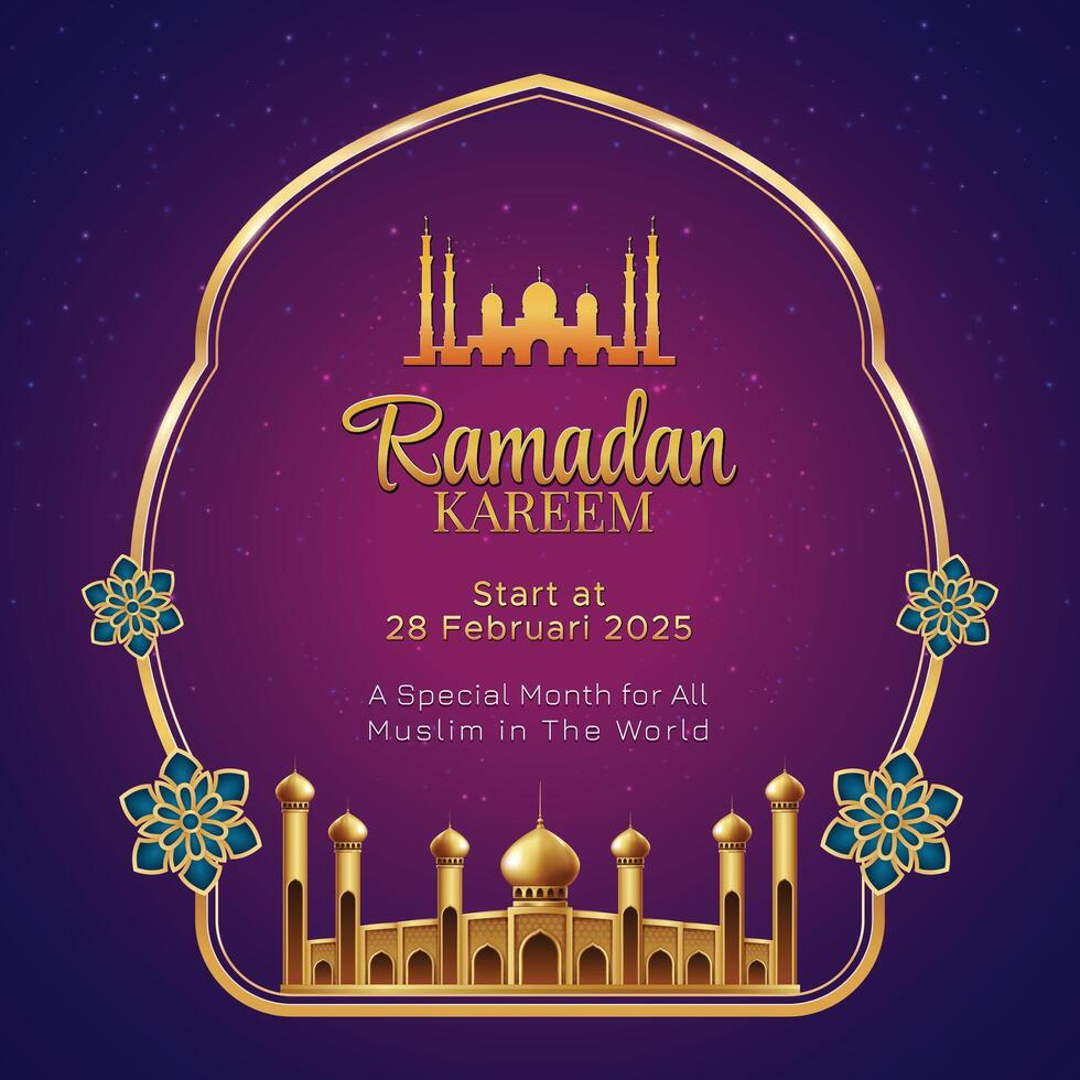 Islamic Post Design With Mosque illustration vector