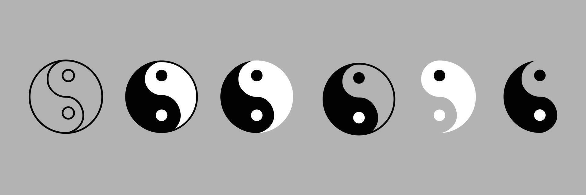 Yin yang balance and harmony black and white icon set. Taoism sign. meditation, karma, Buddhism and japan. Black white icon. vector
