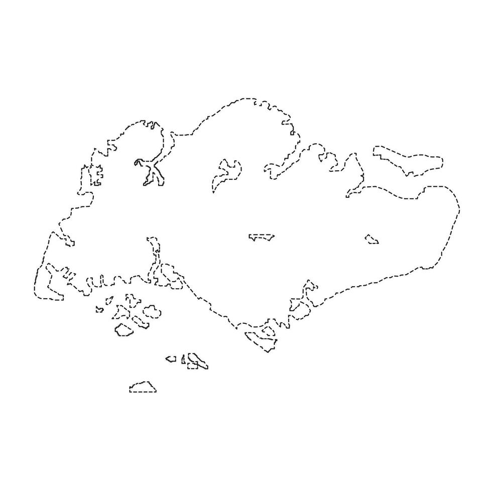 Singapore map black outline illustration. vector