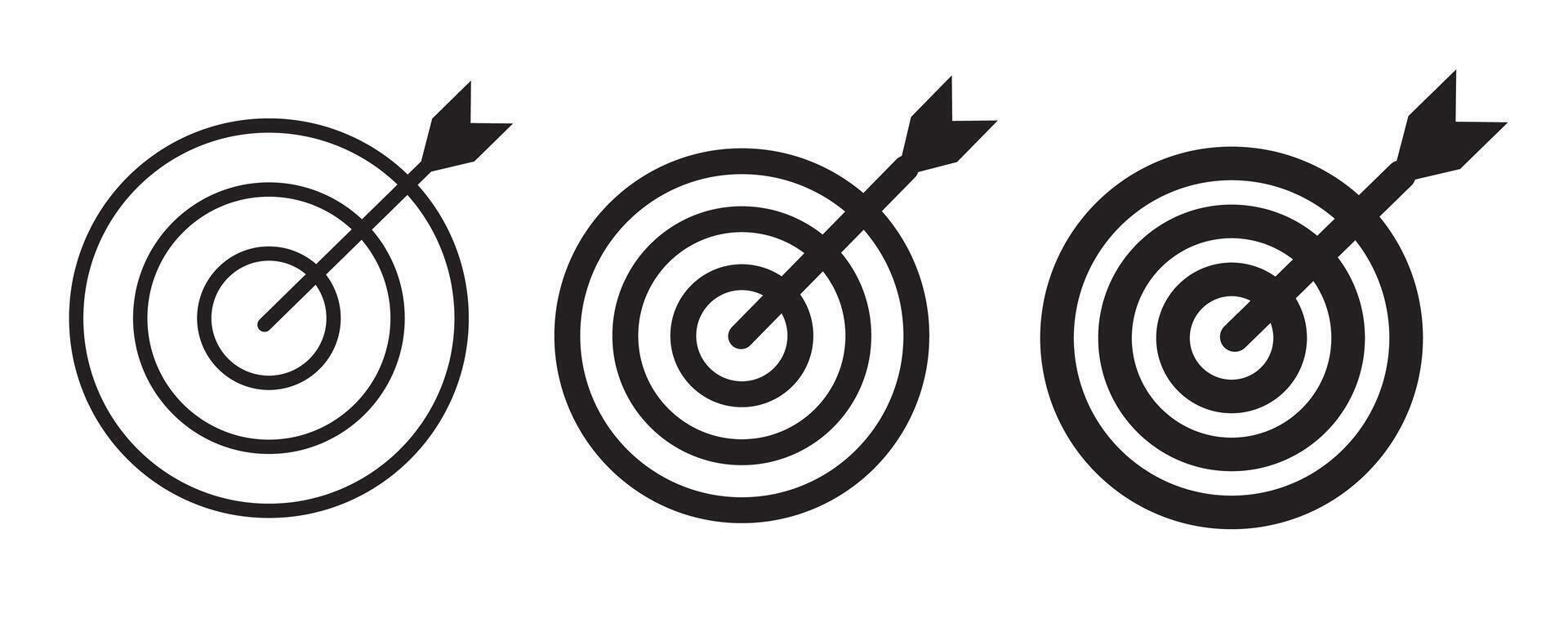 Set of goals Target icon. Target, goal icon. Archery target with arrow on isolated background. vector