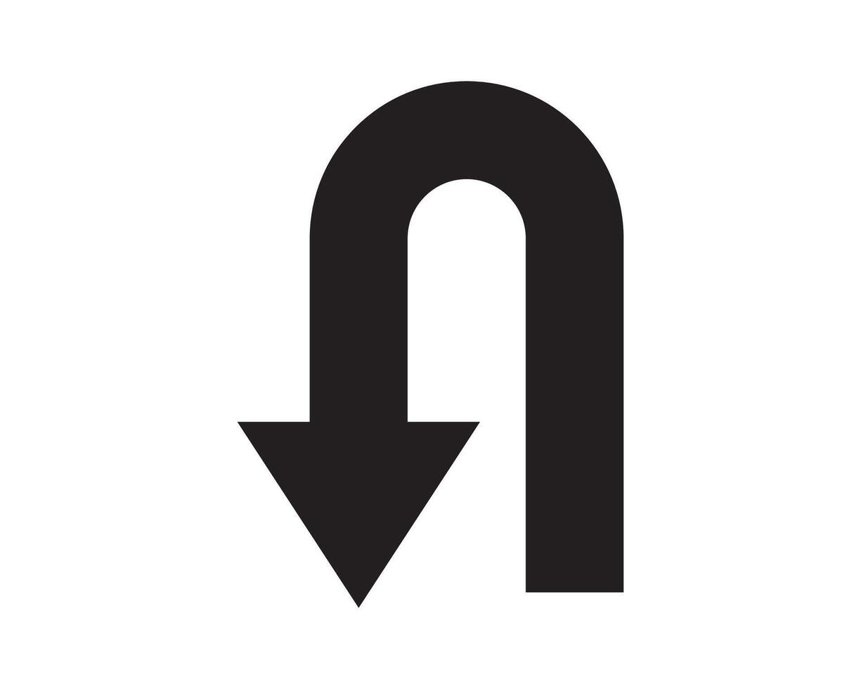 u turn Black Arrow Sign Direction Icon Set. vector