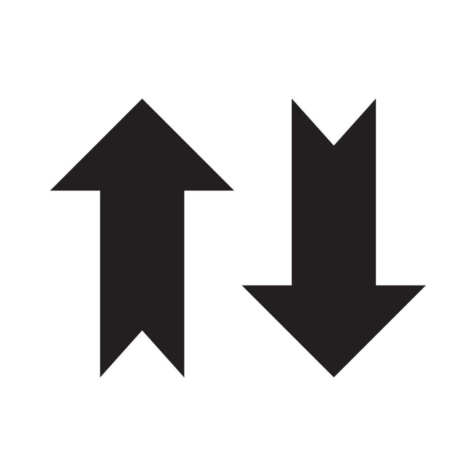 Up And Down Bookmark Arrows Silhouette Icon, two-way direction symbols. Isolated on a white background. vector