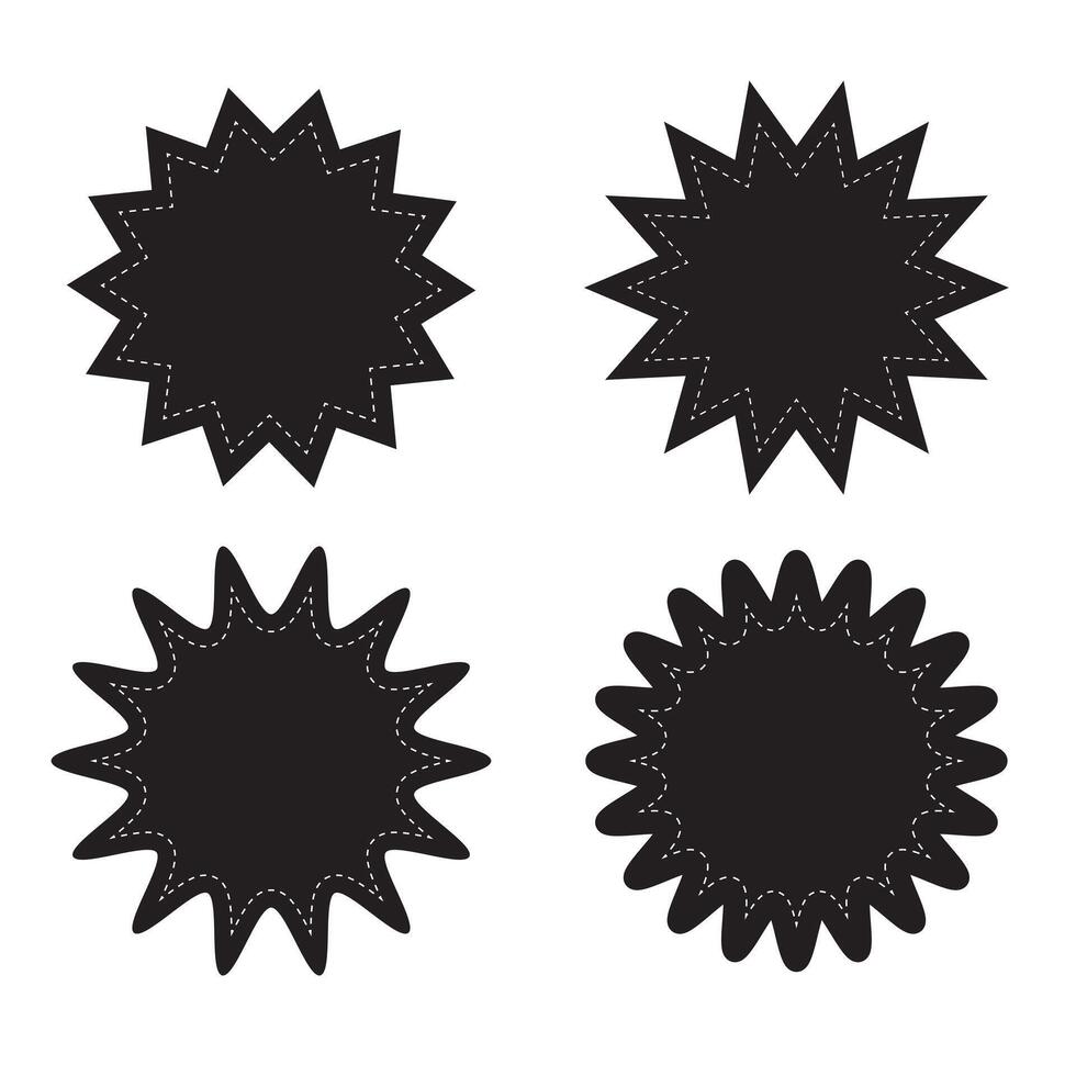 Set of starburst , Starburst badge shape, burst wave star, price label sticker sunburst badges. Simple flat style vintage labels, stickers, on white background vector