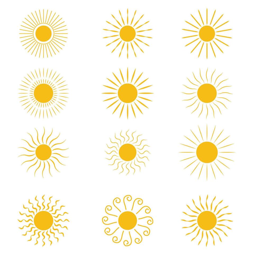 Sunburst set. Sunburst collection. yellow Bursting sun rays. Fireworks. Retro sunburst design. Sunburst best quality. vector