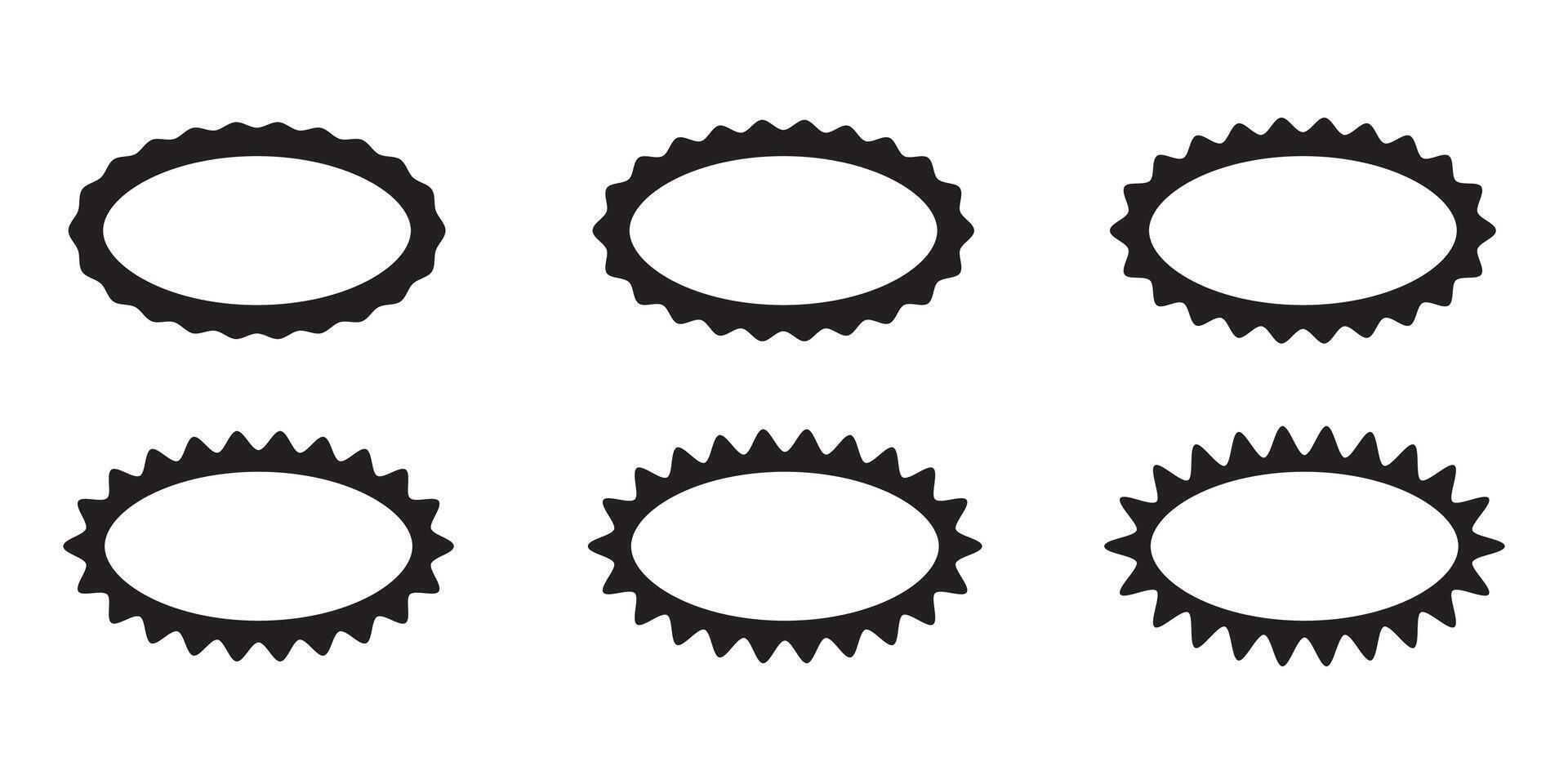 Wavy Edge Zigzag circle stroke icon set, Hollow Circle Stroke Icon set of 8 icon, Isolated on a white background. vector