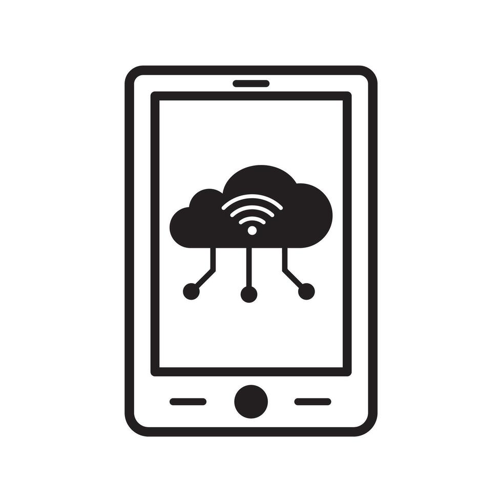 Smartphone with WIFI network icon, Mobile Network device Icon with cloud Wi-Fi Style Illustration vector