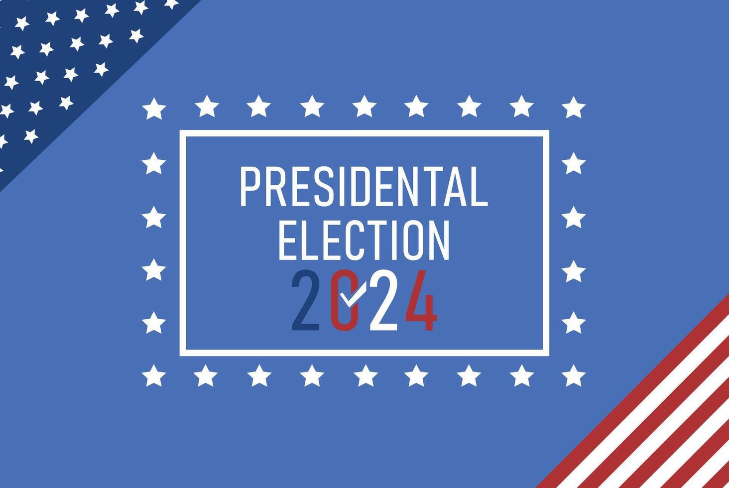 USA 2024 Presidential Election background with American flag colors design, Election event banner, card, poster, template, voting communication, background, illustration. vector
