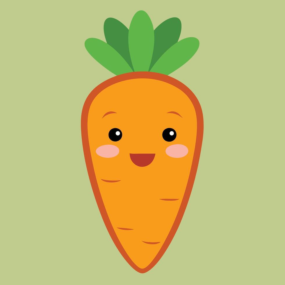 Cartoon carrots on white background, Cute cartoon vegetable. vector