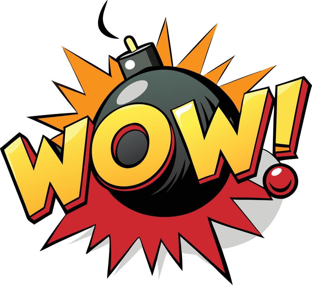 WOW comic background with explosion and cartoon vintage style design. vector