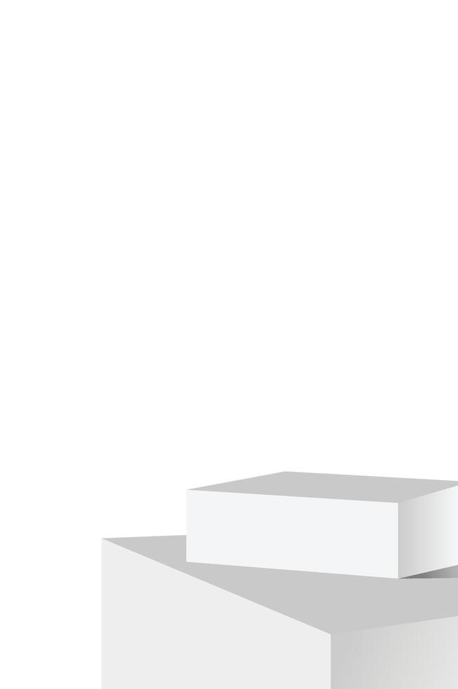 white and gray cube pedestal podium background set with wall scene. Minimal mockup product, geometric platform. vector