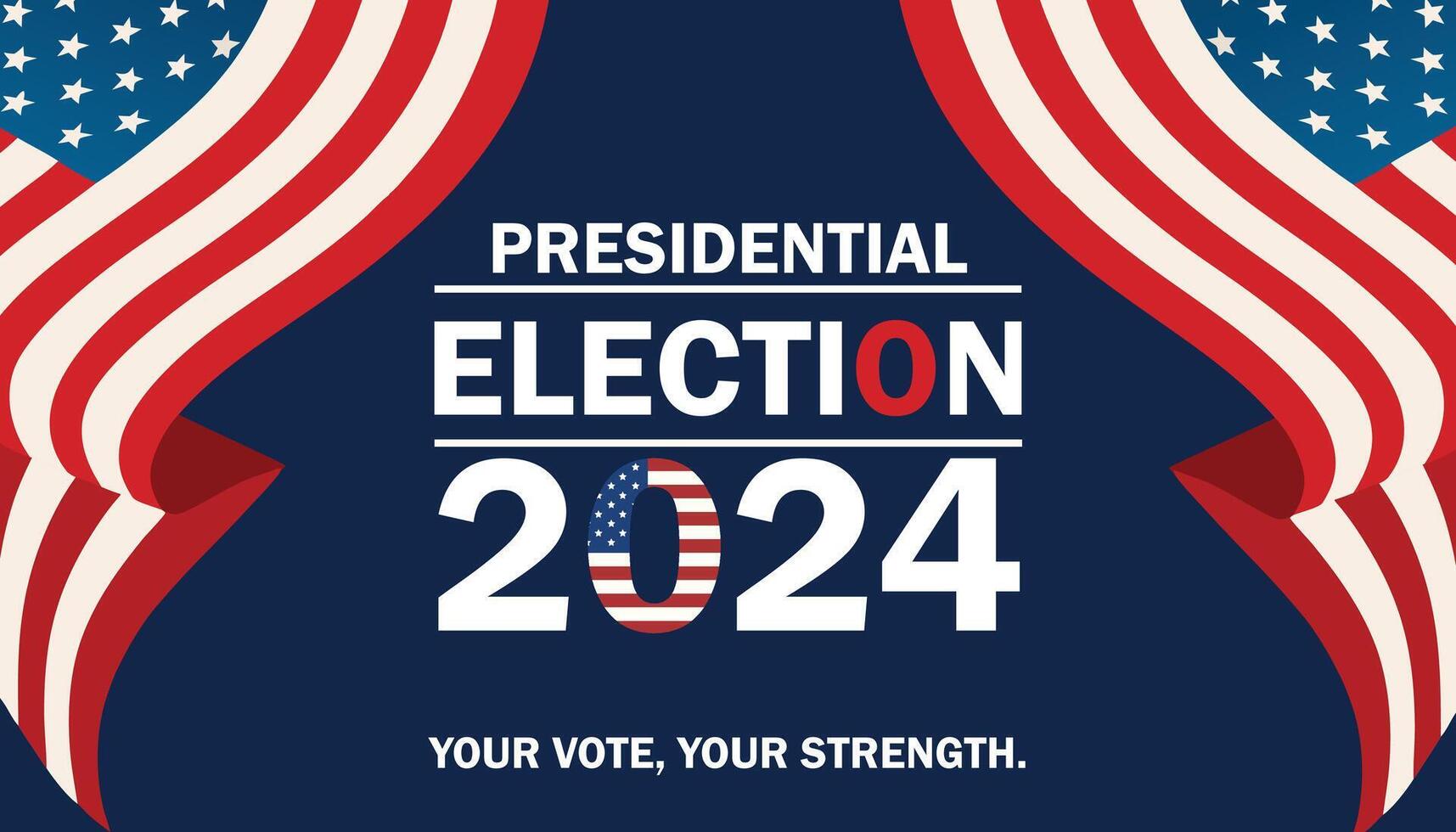 USA 2024 Banner of Election with a combination of American flag. vector