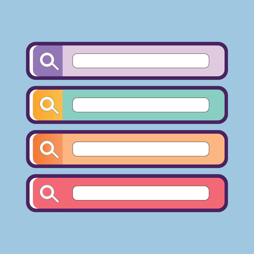 Search bar icon, Flat design style, four color, illustration isolated on transparent background. vector