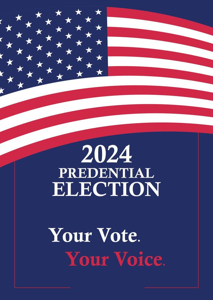 2024 USA Election Vote Button with Stars and Stripes background. vector