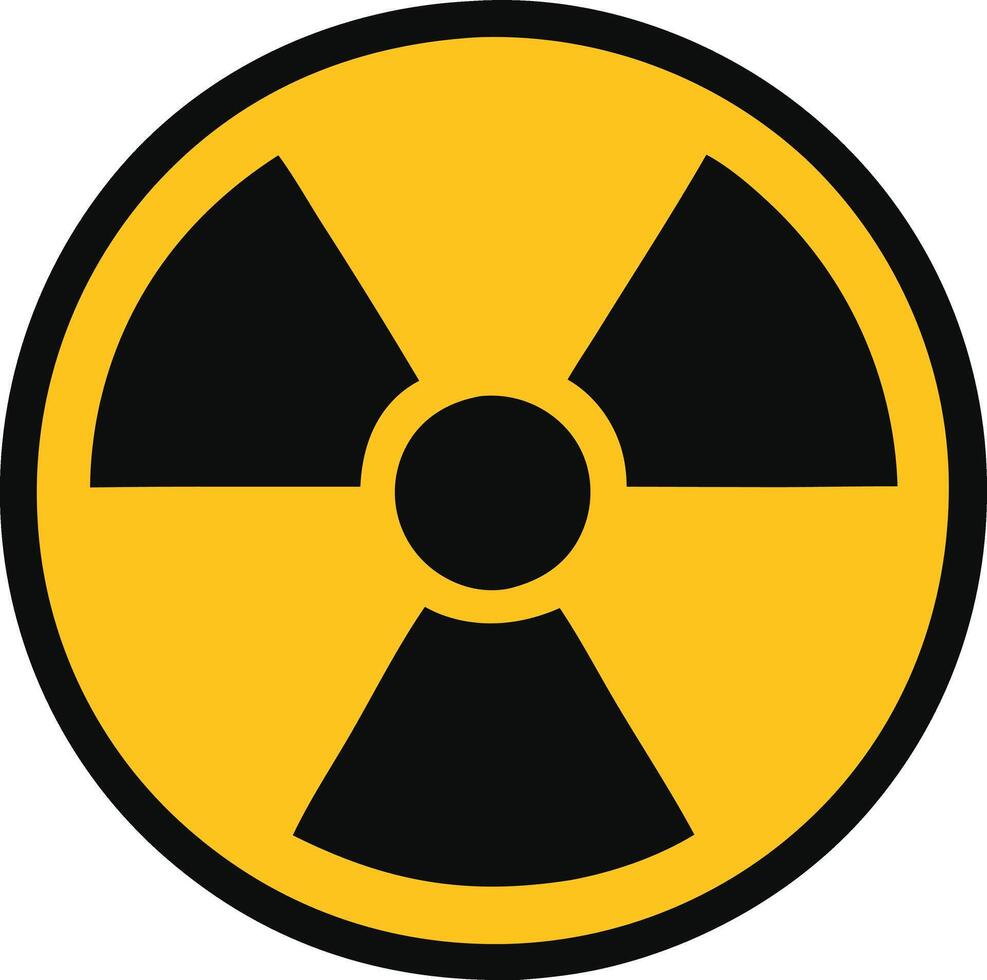 Radiation Hazard Sign, Symbol of radioactive threat alert, Black hazard emblem isolated in yellow circle on white background, Danger label, Warning icon, Stock Illustration. vector