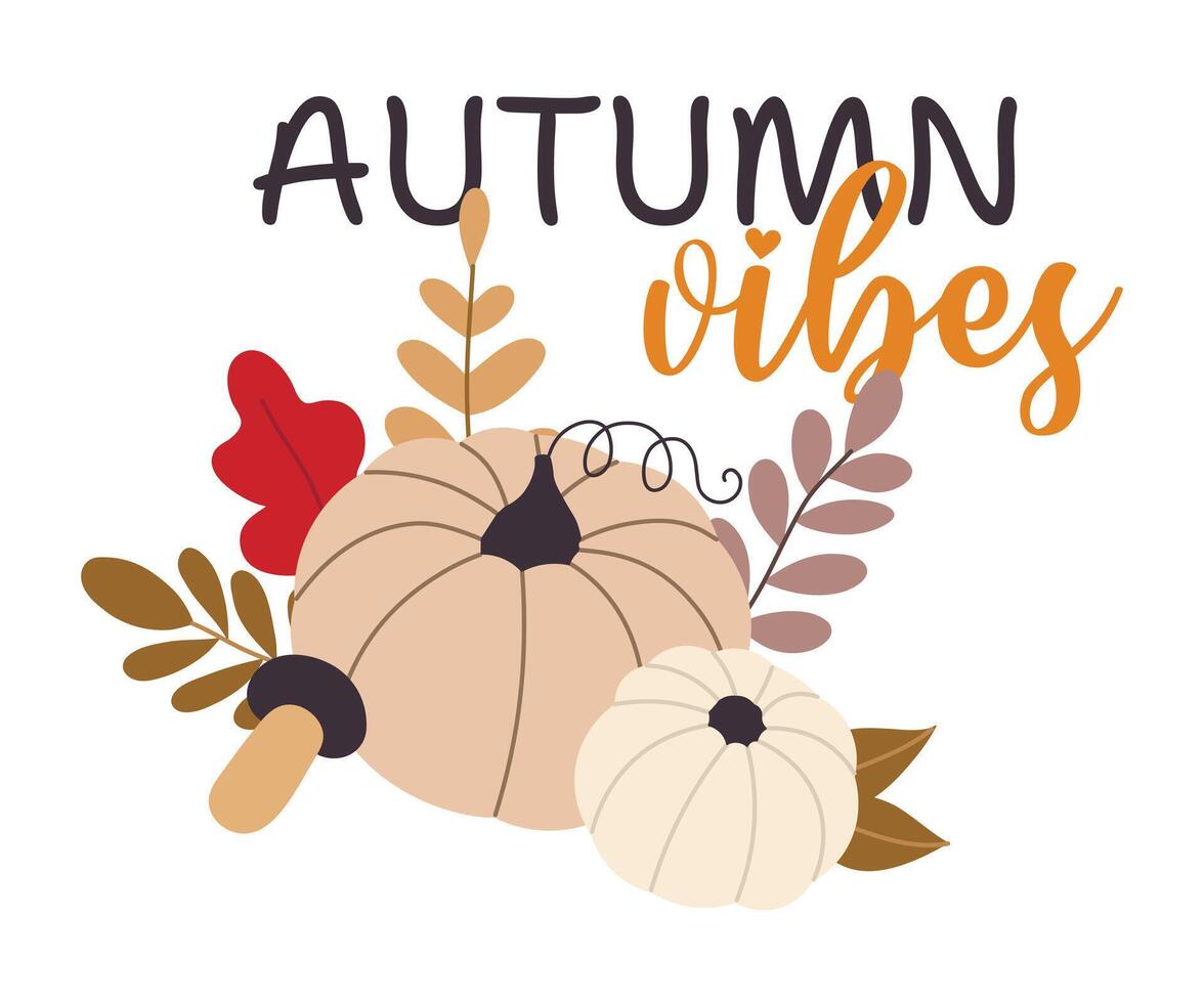 autumn pumpkins and forest leaves and berries isolated on white background vector