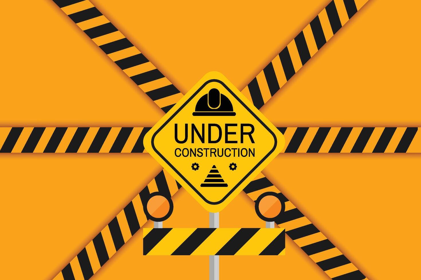 under construction warning sign background vector