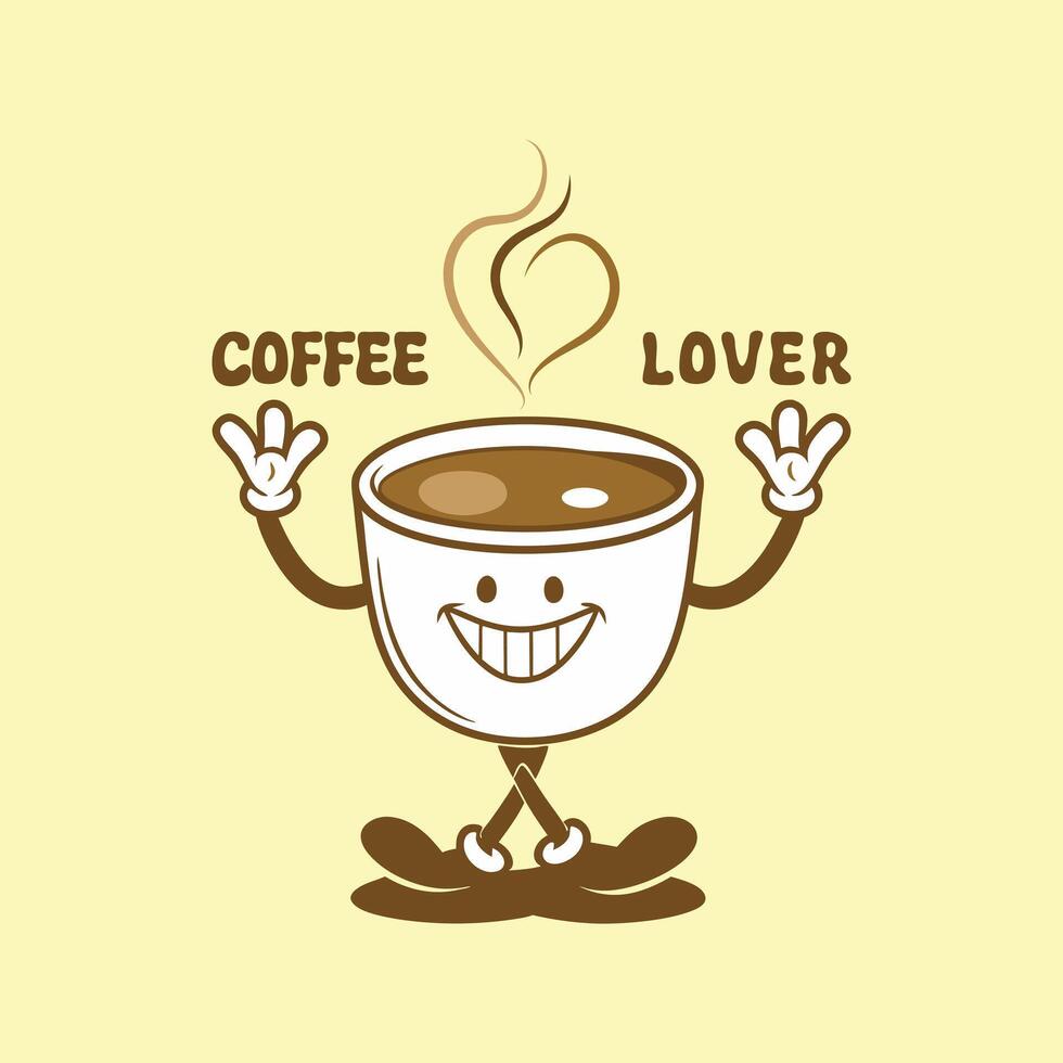 Coffee lover logo with a cup of coffee vector