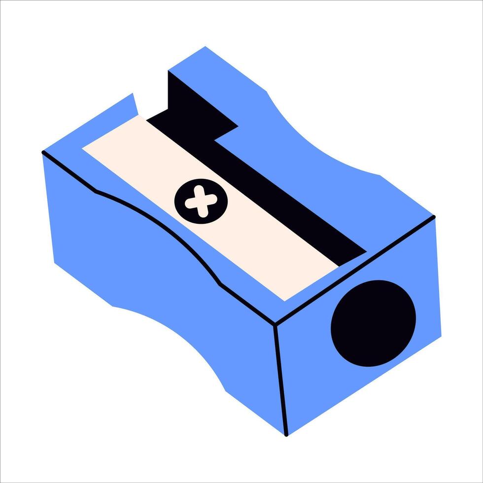 Blue pencil sharpener on an isolated background. illustration for school supplies, educational materials, and office tools vector