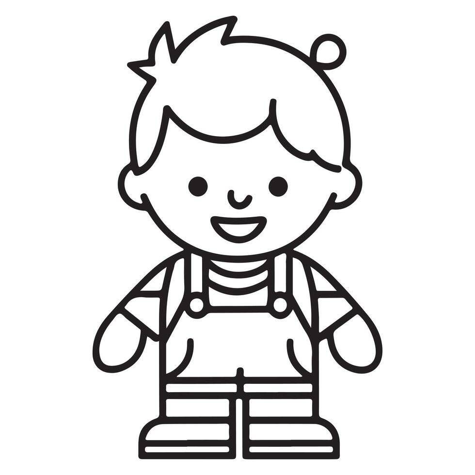 Smiling Kid Coloring Art coloring page for kids cute colouring book page illustration vector