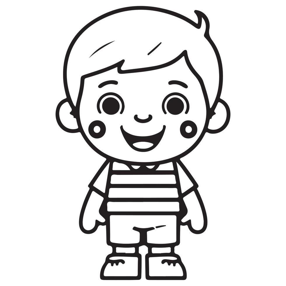 Smiling Child Free Coloring coloring page for kids cute colouring book page illustration vector