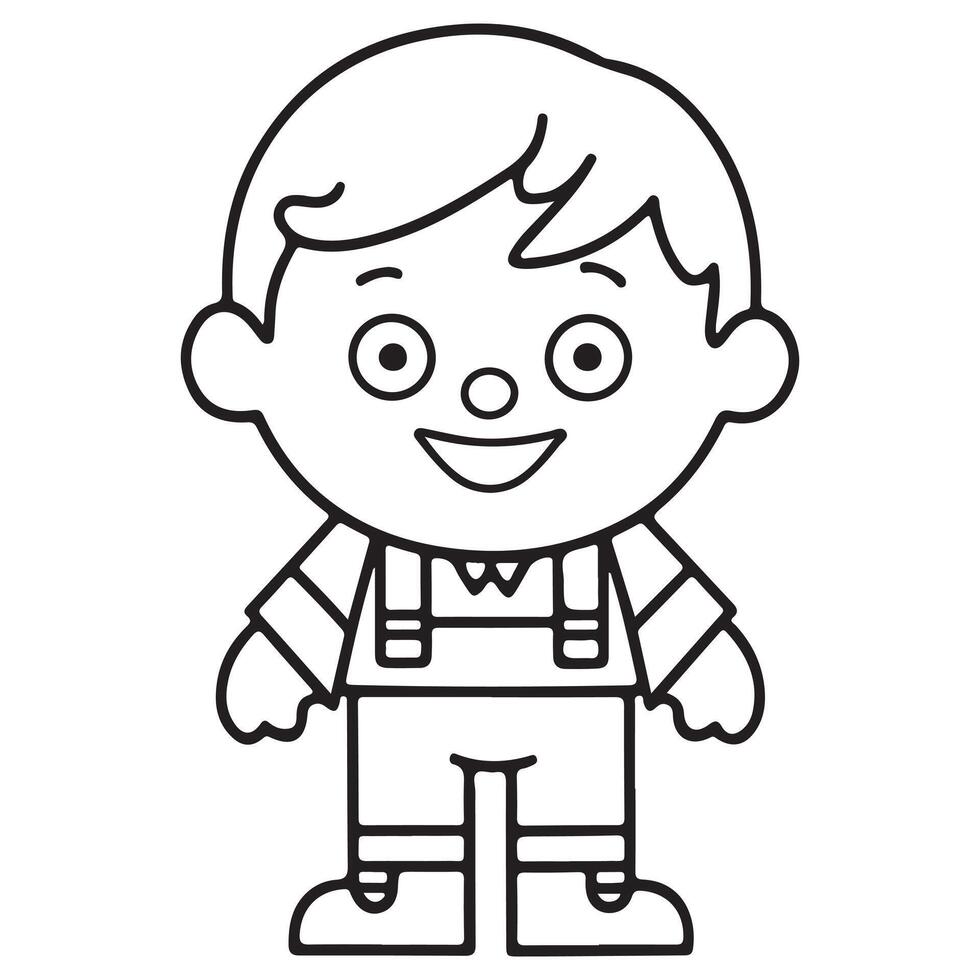 Simple Boy Art Sheet coloring page for kids cute colouring book page illustration vector