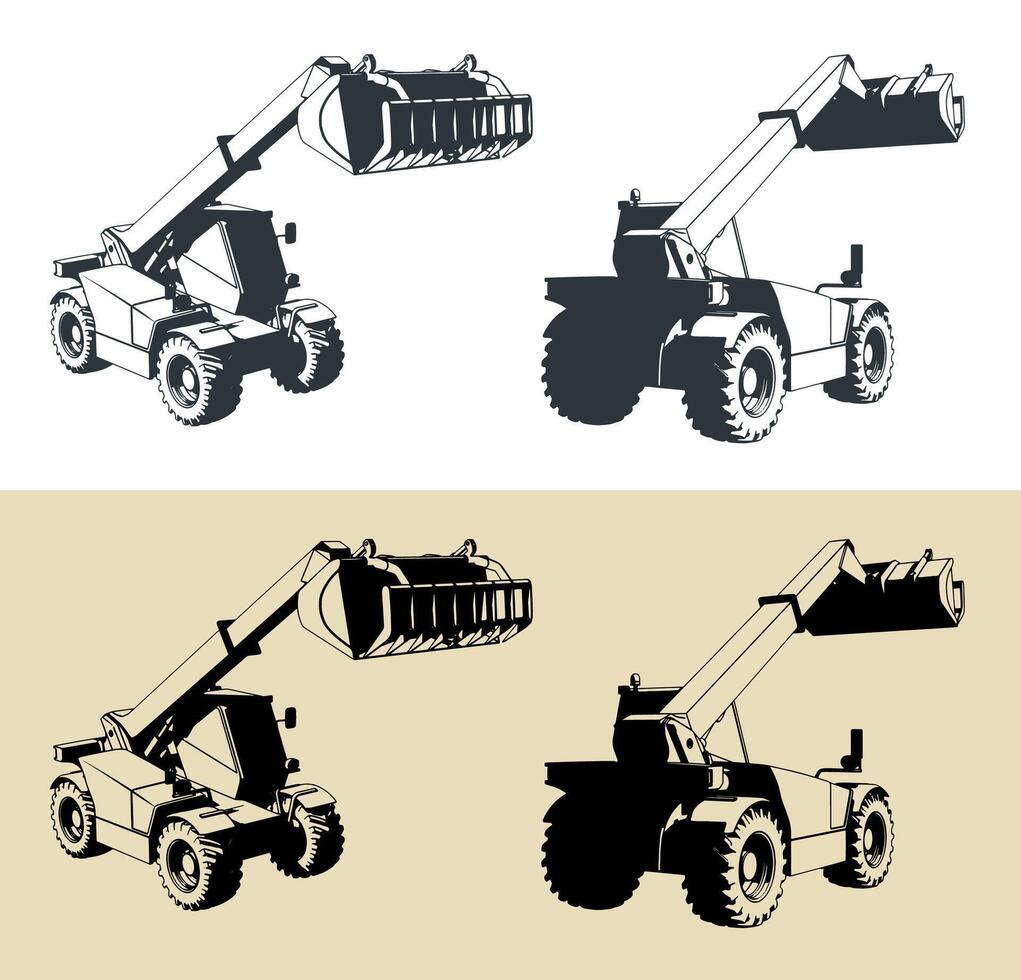 Agricultural loader illustrations vector